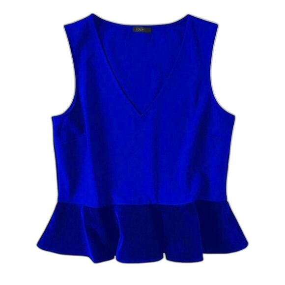 J. Crew Tops - J CREW Women's V-Neck Peplum Blouse Y2K Top Blue SZ Large